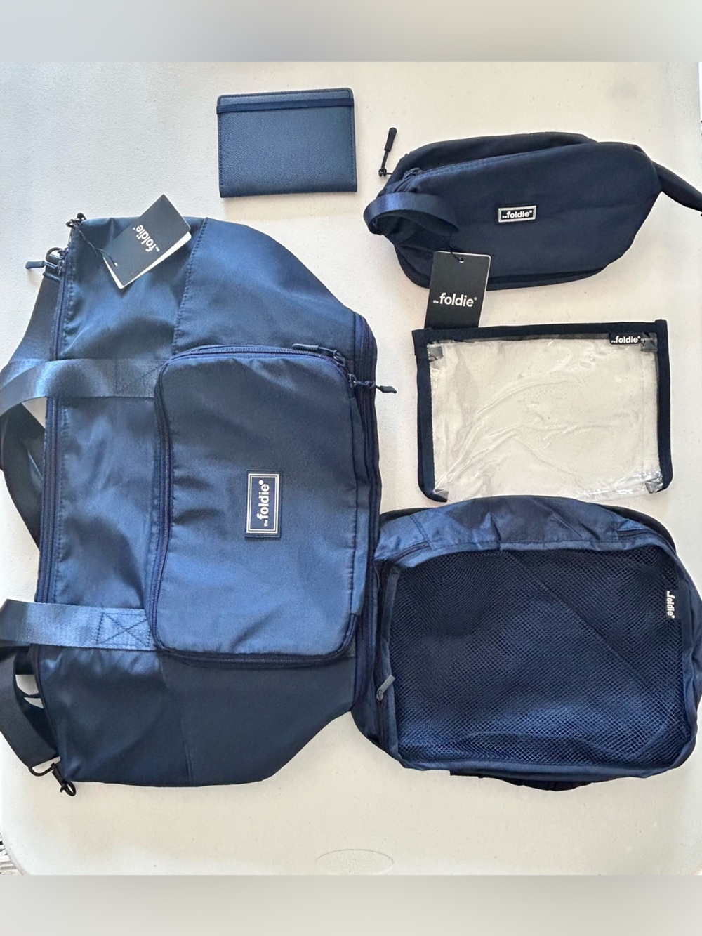 NWT The Foldie Ultimate Travel Bundle - Complete 8pc Navy Blue Set